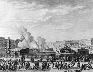 Révolution française : Volontaires au Pont Neuf à Paris, le 22 juillet