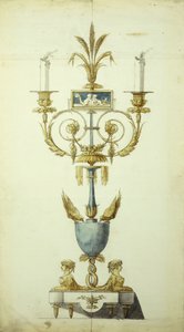 Conception pour un candélabre en bronze doré et émail - Jean Louis the Younger Prieur