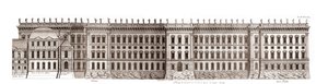 Le Louvre à Paris, projet de Gian Lorenzo Bernini : élévation de la façade principale côté Seine - d