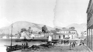 Douane et quai Saint-Vincent, Trinidad, gravé par Eugene Ciceri, vers 1850 - Jean Michel Cazabon