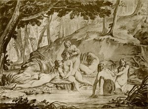 Nymphes se baignant - Jean Michel the Younger Moreau