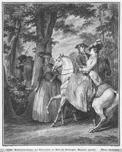 La rencontre au Bois de Boulogne, gravée par Heinrich Guttenberg (1749-1818) c.1777 - Jean Michel the Younger Moreau