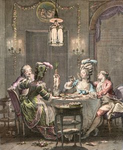 Le souper fin - gravure de Moreau Jean Michel, le Jeune (1741-1814) - le Souper Gourmet, gravé par Isidore Stanislas Helman (1743-1809) 1781 d