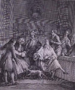 La chambre de toilette du gentleman, gravée par P.A. Martini (1739-97) - Jean Michel the Younger (after) Moreau