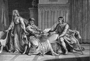 Louis le Gros (1081-1137) montre à son père, Philippe Ier (1052-1108), la lettre dans laquelle il aurait demandé au roi d