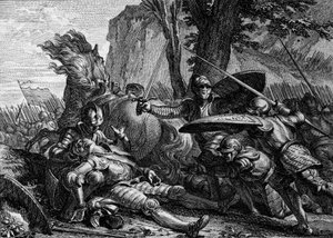Roland mort lors de la bataille de Roncevaux entre l