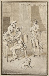 Trois figures avec un chien - Jean Michel the Younger Moreau