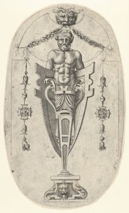 Figure terminale masculine, torse avec barbe et turban sur un piédestal mi-long, vers 1543 - Jean Mignon