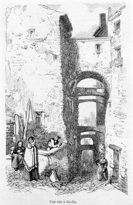 Une rue de Bastia. Corse. Gravure par Laurens. - Jean Paul Laurens