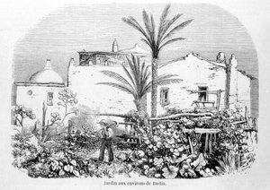 Jardins autour de Bastia. Gravure par Laurens. - Jean Paul Laurens