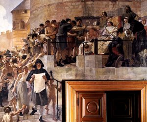 Louis VI de France accordant aux citoyens de Paris leur première charte, 12e siècle