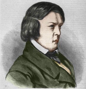 Robert Schumann compositeur allemand. Dessin de J.B. Laurens. - Jean Paul Laurens