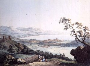 Vue de Genève depuis Saconex en Savoie, gravée par Jean Philippe Linck II (1770-1812) et Jacob Philippe Hackert (1737-1807) - Jean Philippe II (after) Linck