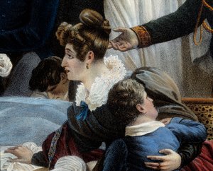La mort de Napoléon, 5/05/1821 à Sainte-Hélène (détail représentant Fanny Bertrand) - Jean Pierre Marie Jazet