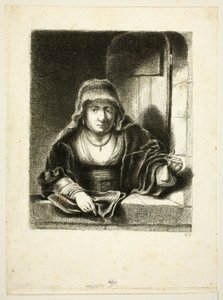 Femme à une fenêtre - Jean Pierre Norblin de La Gourdaine