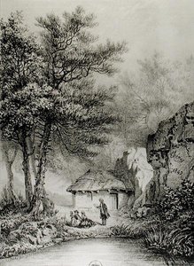 Cabane de Jean-Jacques Rousseau (1712-78) à Ermenonville, 1842 - Jean Pierre after Thenot