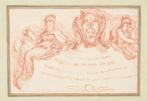 Détail du plafond avec deux figures assises et un écusson - Jean Robert Ango