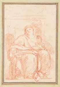 Figure féminine assise en robes - Jean Robert Ango