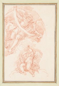 Figure ailée tenant une sangle avec putto - Jean Robert Ango