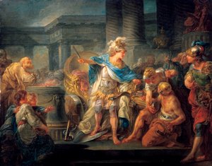 Alexandre coupe le nœud gordien, fin du XVIIIe-début du XIXe siècle - Jean Simon Berthelemy