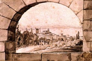 Vue de la ville et du lac de Bracciano, vers 1810 - Jean Thomas Thibault