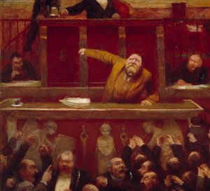 Le député socialiste Jean Jaurès à la tribune de la Chambre des députés (détail)