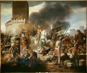 Le comte Eudes (Odon) (860 - 898) défend Paris contre les Normands en 886 - Jean Victor Schnetz
