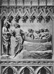 Cathédrale, intérieur, jubé, Jésus-Christ apparaissant sur le lac de Tibériade, la pêche miraculeuse, vers 1340-51