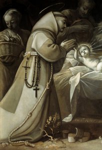Adoration des bergers Un moine priant devant l