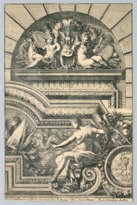 Design pour dessus de porte et cadre, de "Recherche de Plusieurs Beaux Morceaux" - Jean le Pautre