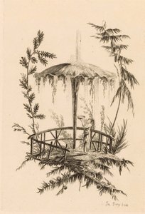 Fontaine chinoise dans un paysage