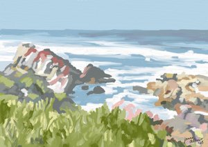 Vagues et rochers du littoral