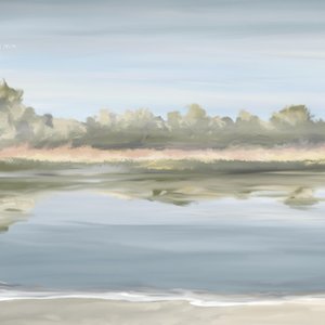 Réflexion sur une plage paisible