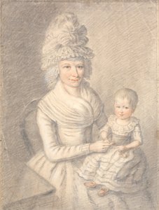 Dame avec un petit enfant sur les genoux