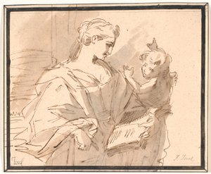 Une sainte avec un livre et un putto