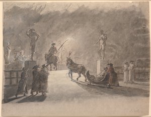 Une promenade en traîneau à la lumière des torches sur le pont de Holmen - Jens Juel