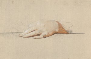 Une main gauche reposant sur une table, tenant une rose - Jens Juel