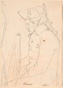 Portrait du graveur J.F. Clemens. Trois-quarts de figure assis de profil à gauche - Jens Juel