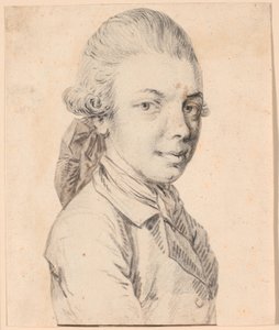 Autoportrait jeune. Buste en trois-quarts profil vers la droite