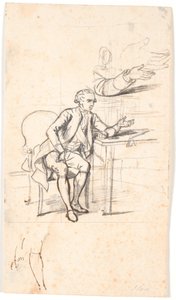Étude pour le portrait de famille Holmskiold de 1787 : conseiller privé Theodor Holmskiold assis à une table - Jens Juel