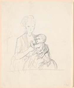 Esquisse pour le portrait de la comtesse Sophie Magdalene Raben, née von Qualen avec son fils aîné, né en 1784 - Jens Juel