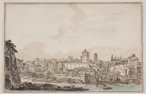 Vue de ville avec des maisons et une église près d