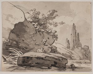 Rochers et cyprès - Jens Petersen Lund