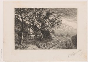 Paysage avec fermes et moulin