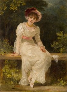 Dame assise dans un jardin