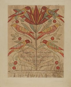 Certificat de naissance Fractur Drawing, vers 1936