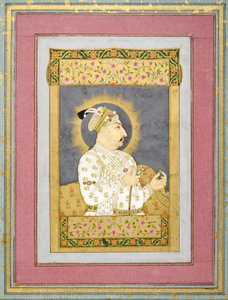 Portrait de Muhammad Shah tenant une émeraude et l