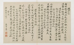 Calligraphie avec vingt-deux lignes verticales de script - Jiang Shijie