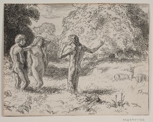 Adam et Ève tentés par le serpent