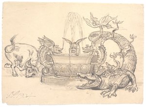 La bataille de la fontaine du dragon - Joakim Frederik Skovgaard